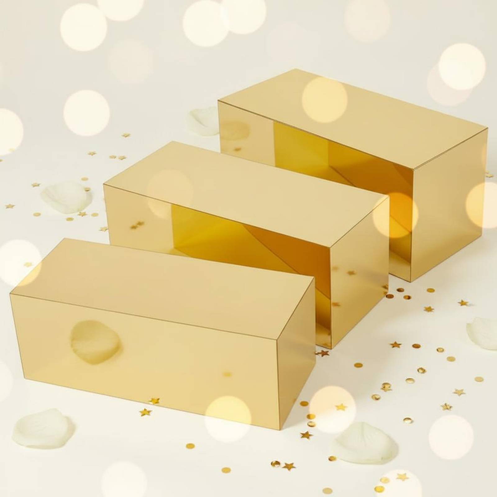 Home Decor Gold - Conjunto de 3 Suportes de Acrílico