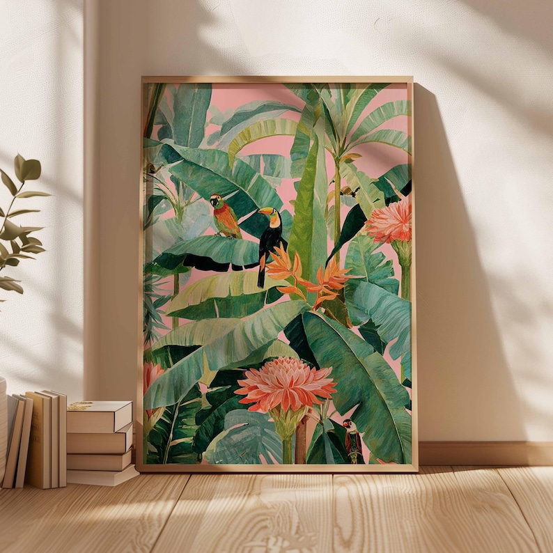 Home Decor Youtube - 1 pôster retrô tropical em tela,