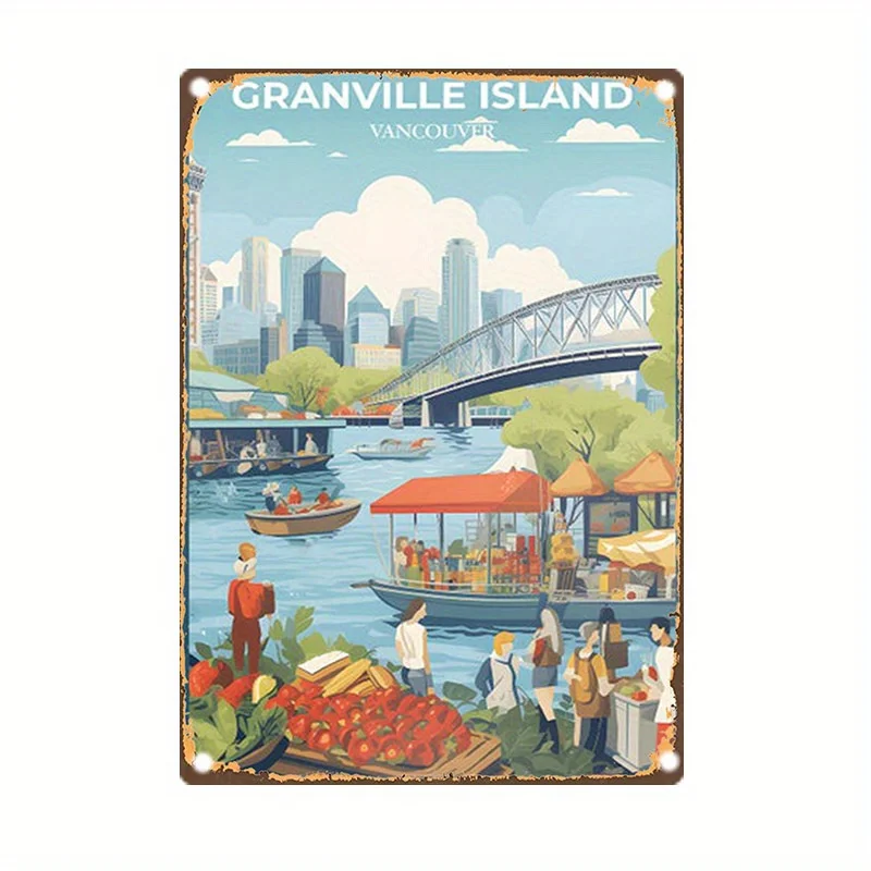 Home Decor Vancouver - Placa de Metal Granville Island Vancouver,
