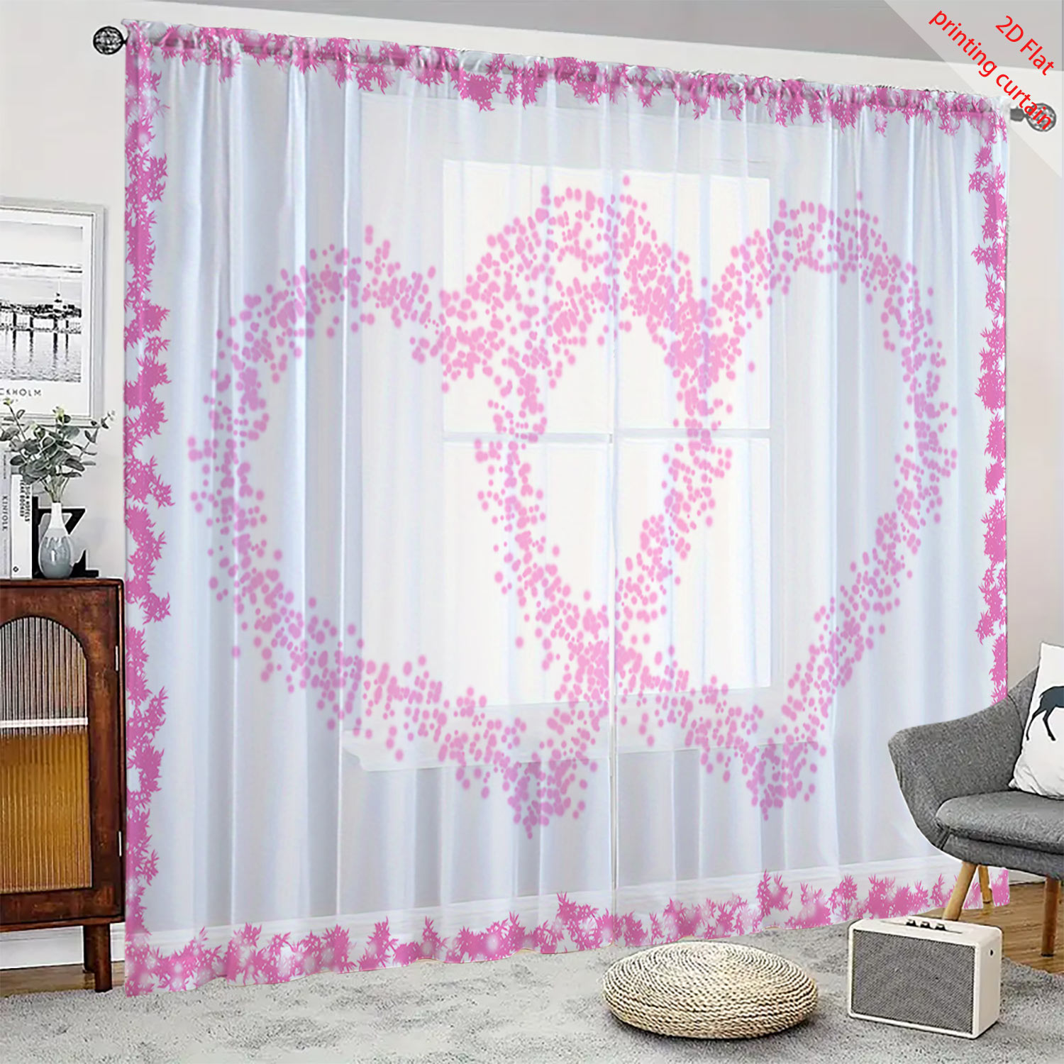 Home Decor Youtube - Cortina de Gaze Transparente com Estampa
