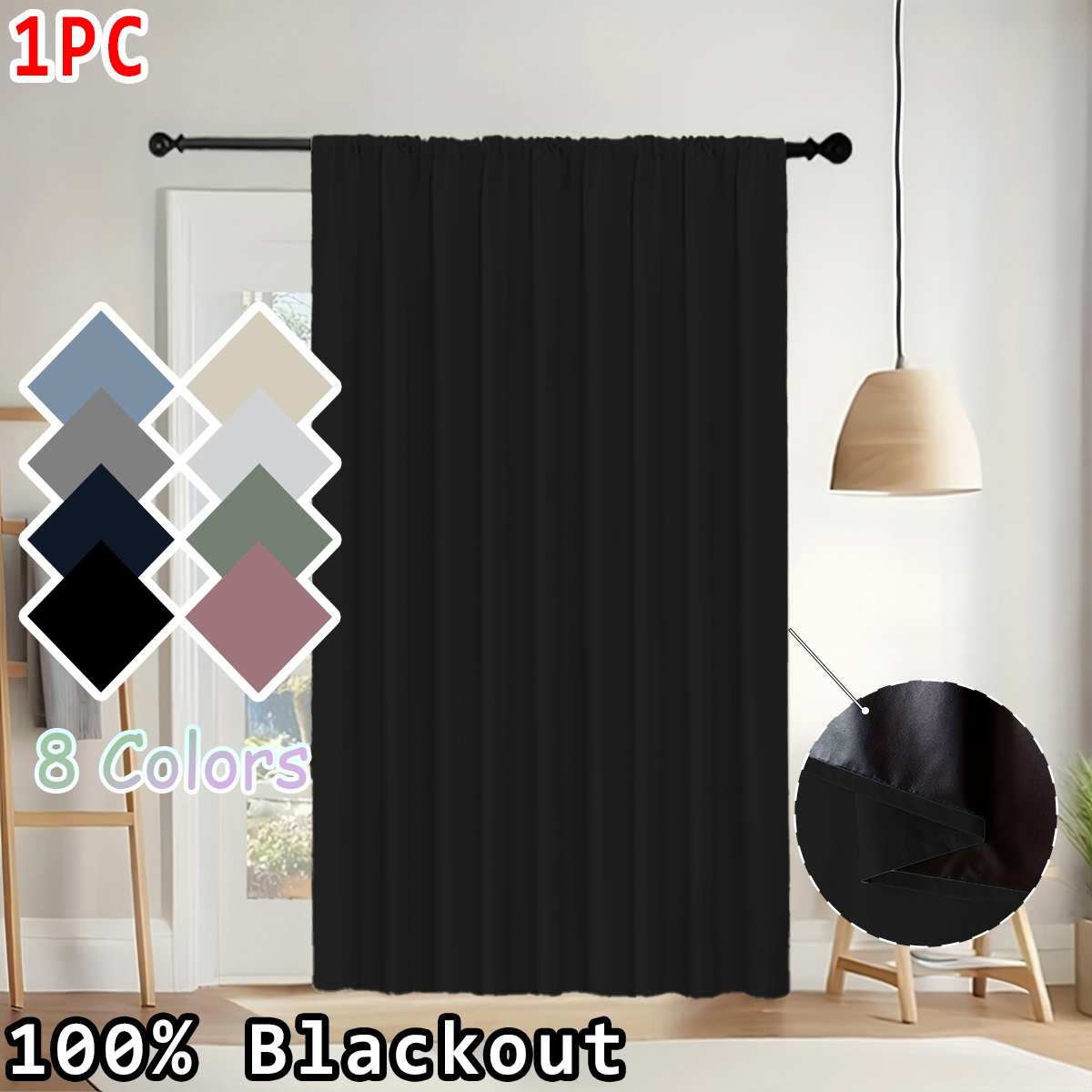 Home Decor Curtains - 1 Peça de Cortina Simples de