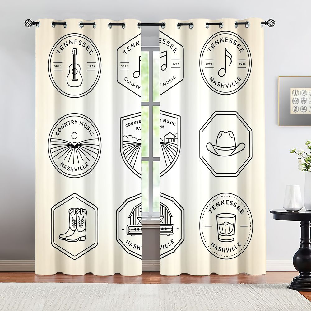 Home Decor Curtains - Cortinas com tema de música country