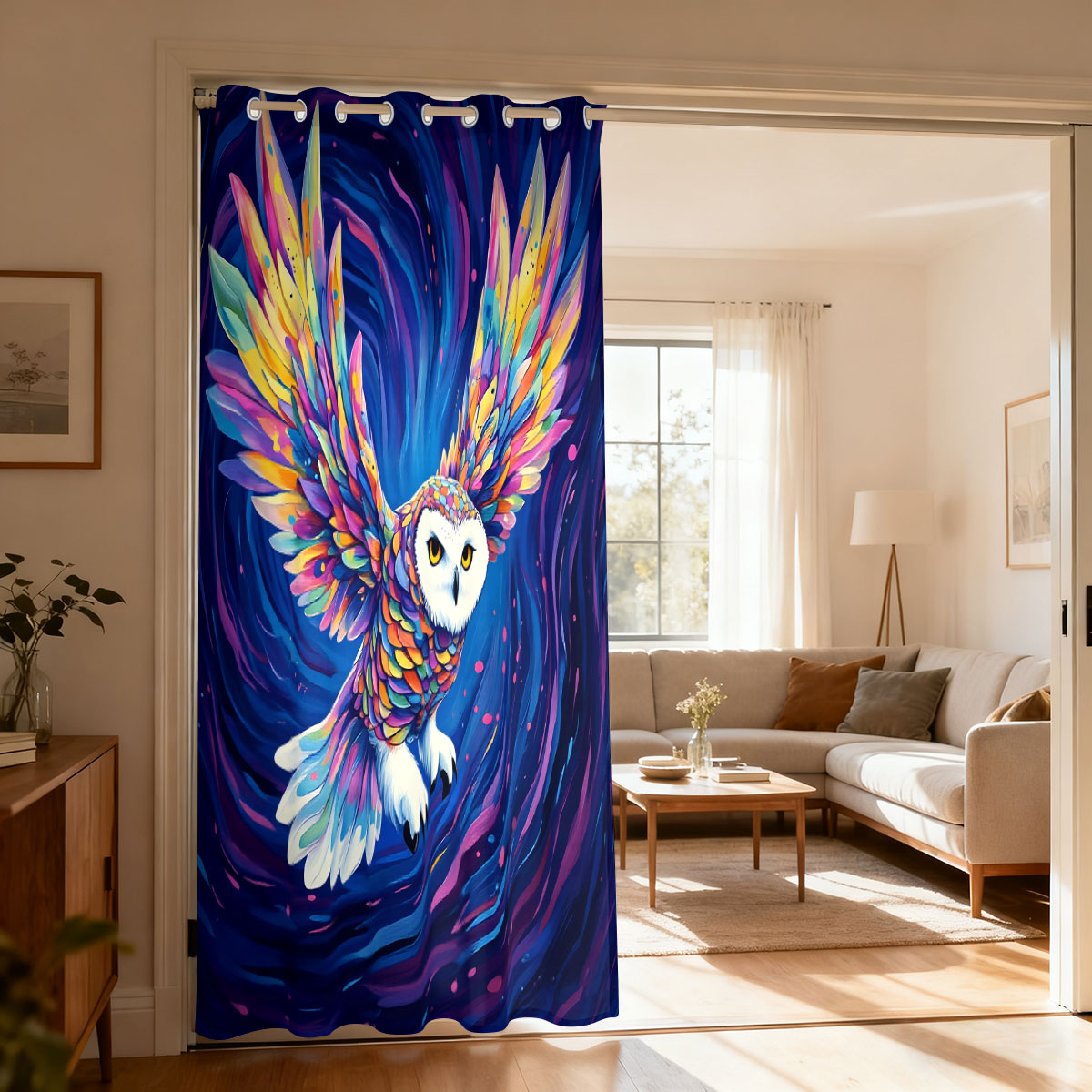 Home Decor Curtains - Cortina de laço único com estampa