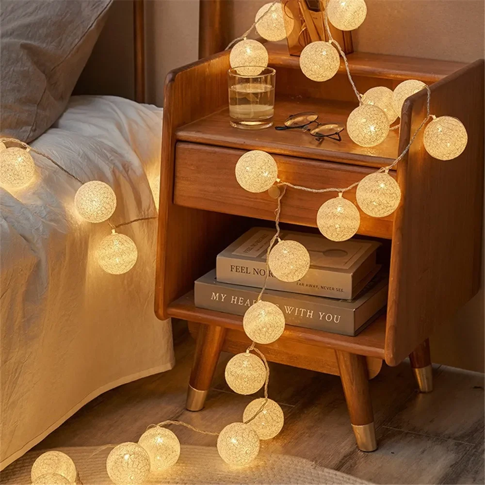 Fairy Lights Bedroom - Halloween algodão guirlanda bolas luzes corda