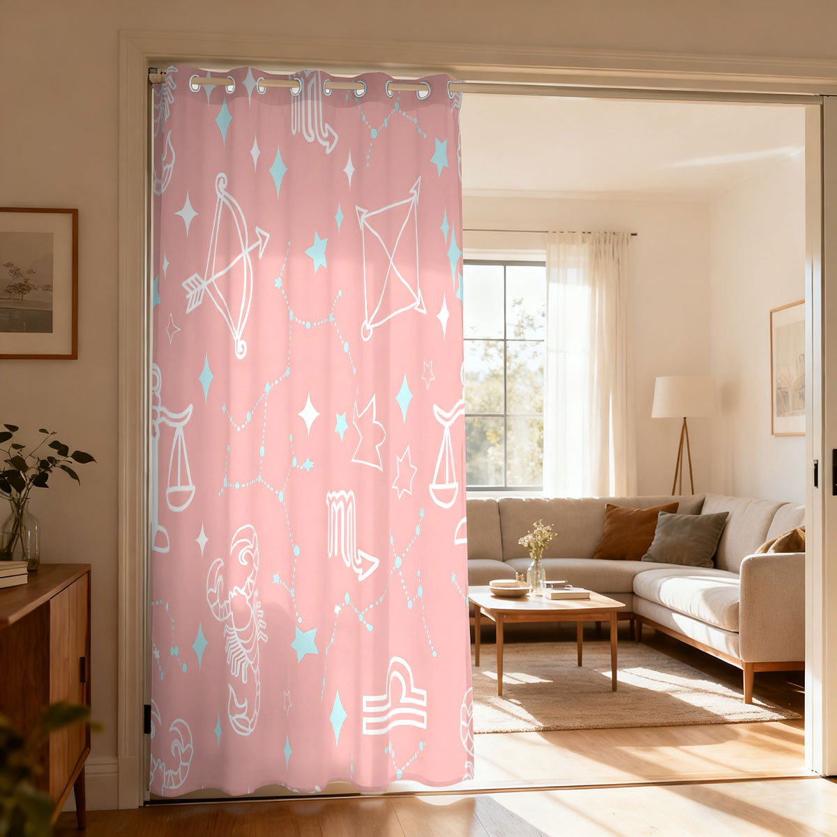 Home Decor Curtains - 1 peça Cortina Decorativa com Estampa
