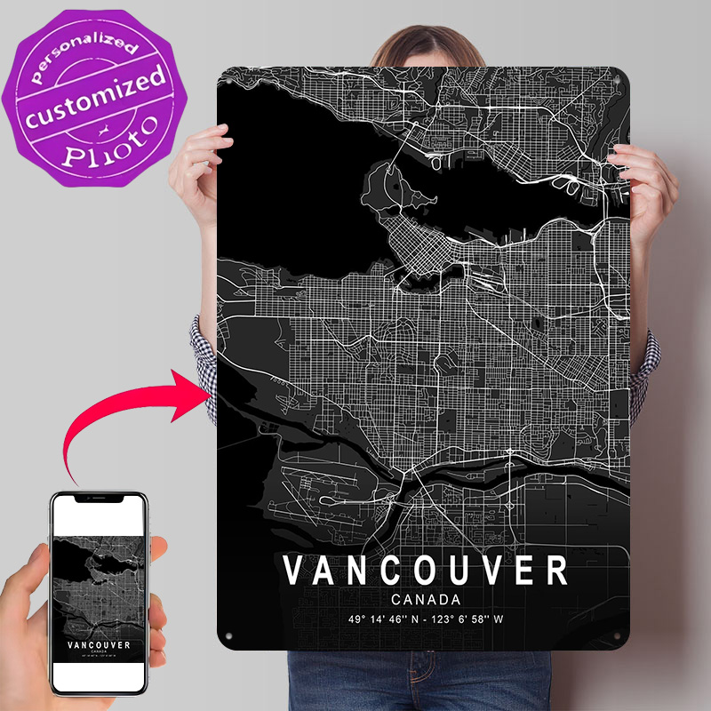 Home Decor Vancouver - Pôster Texturizado 3D de Mapa de