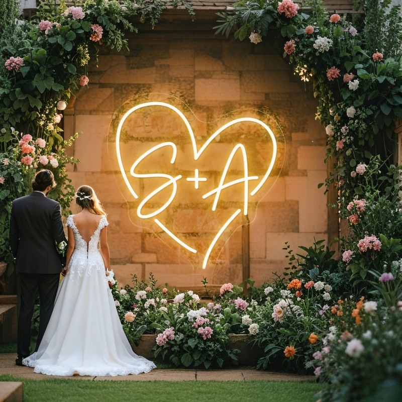 Home Decor Com - Iniciais personalizadas coração led sinal de