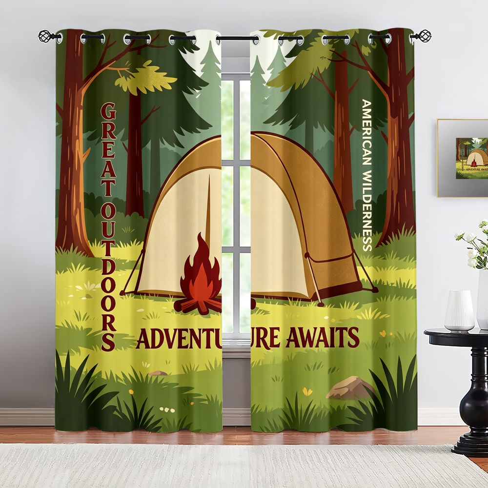 Home Decor Curtains - Cortinas com Estampa de Cena de