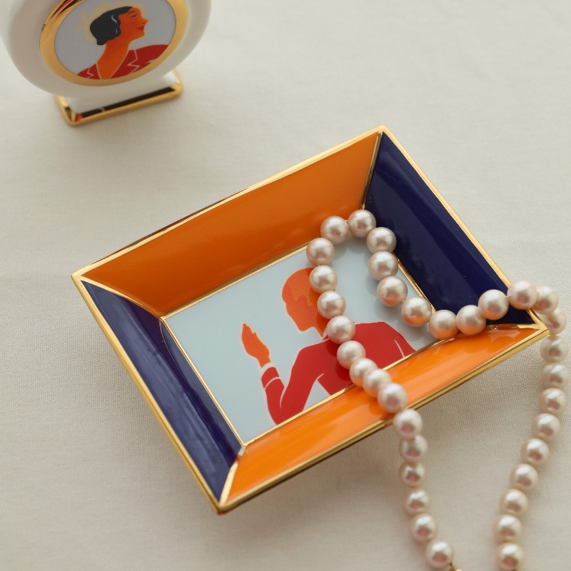 Ceramic Trinket Dish - Bandeja de joias de cerâmica estilo