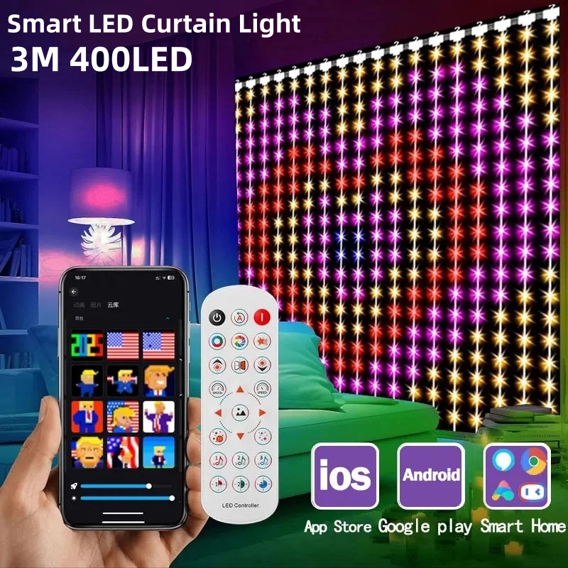 Fairy Lights Bedroom - Luzes de Cortina Inteligentes 400LED com