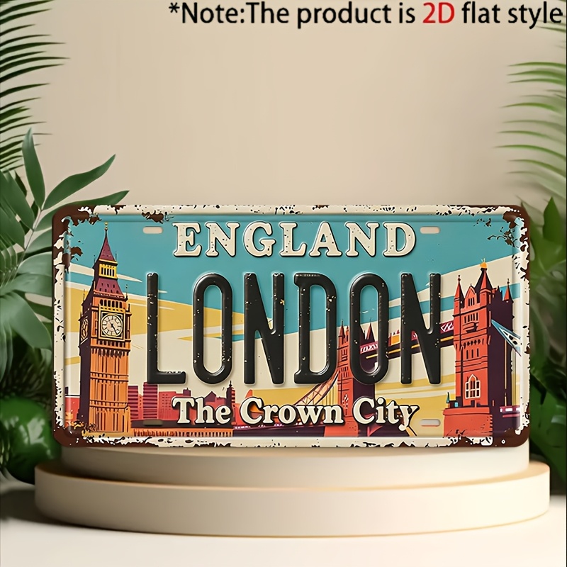 Home Decor London - Placa de Metal Vintage de Londres,