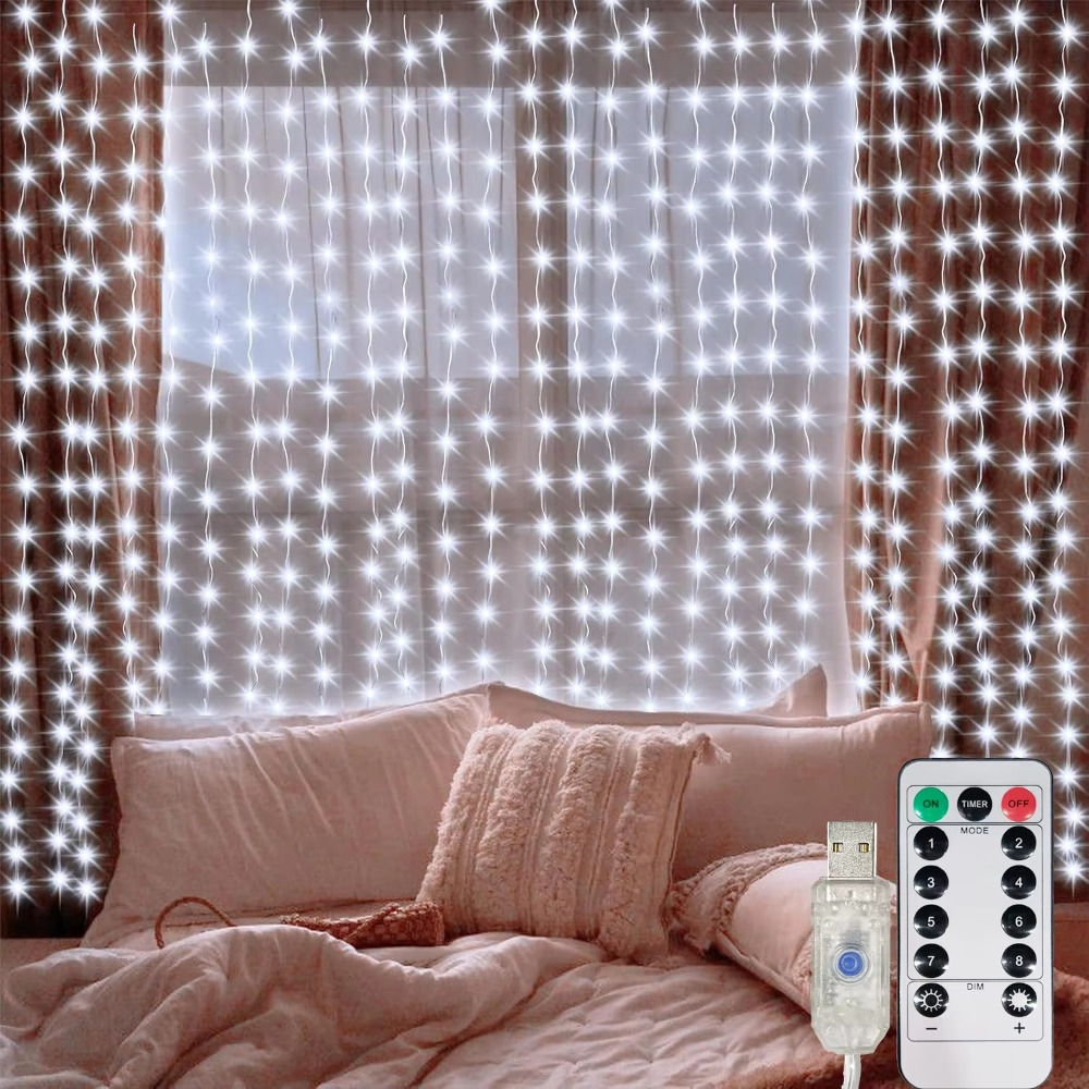 Fairy Lights Bedroom - Luzes de Cortina LED com Controle