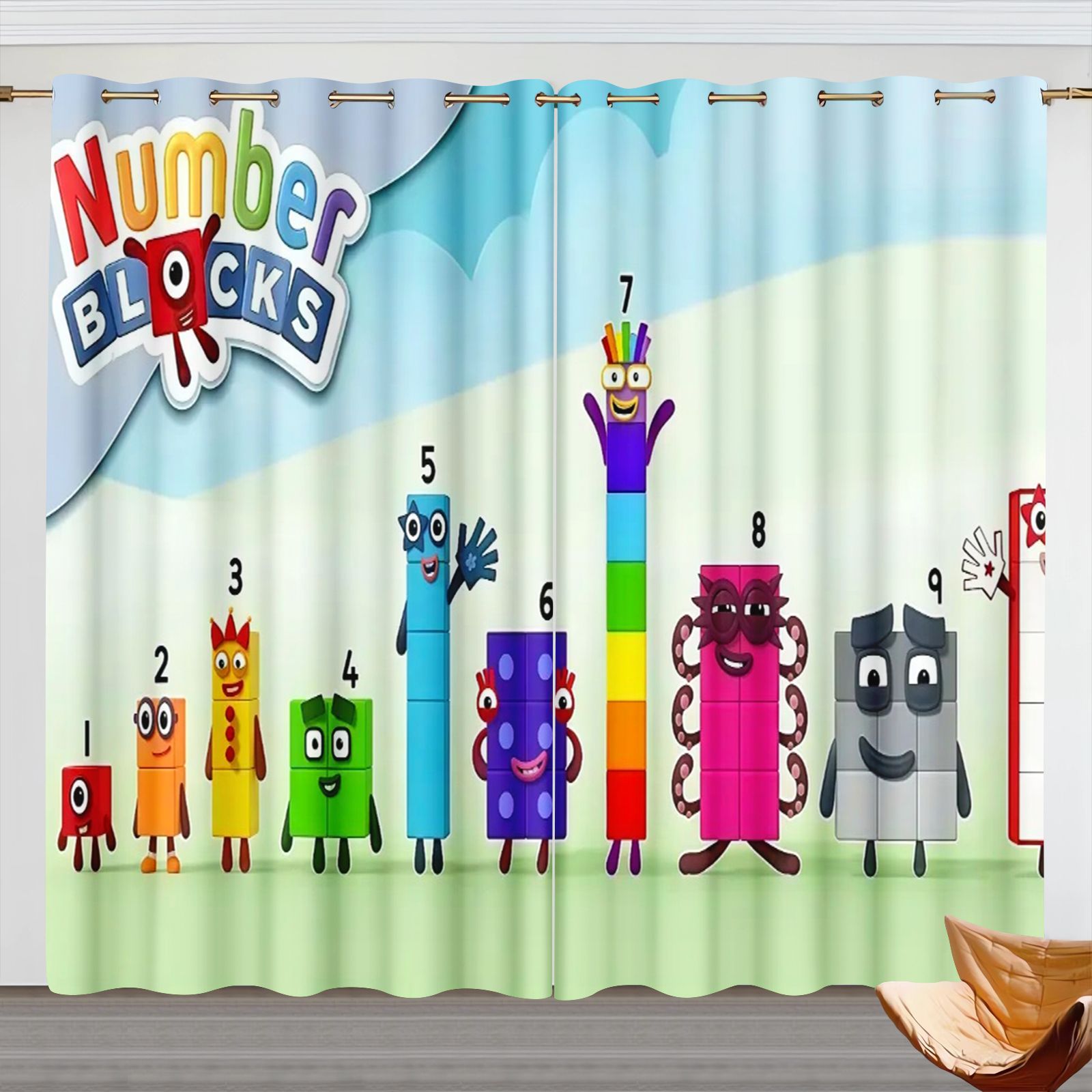 Home Decor Curtains - Cortinas de Desenho Animado Numberblocks, Cortinas