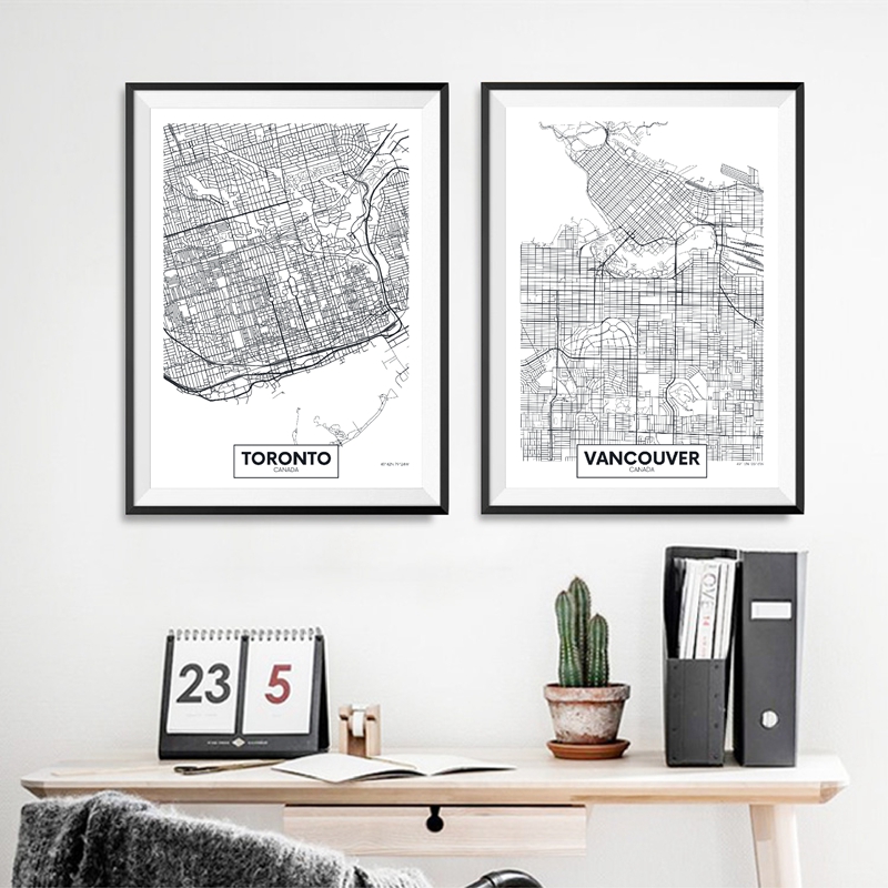 Home Decor Vancouver - Canadá toronto mapa da cidade cartazes