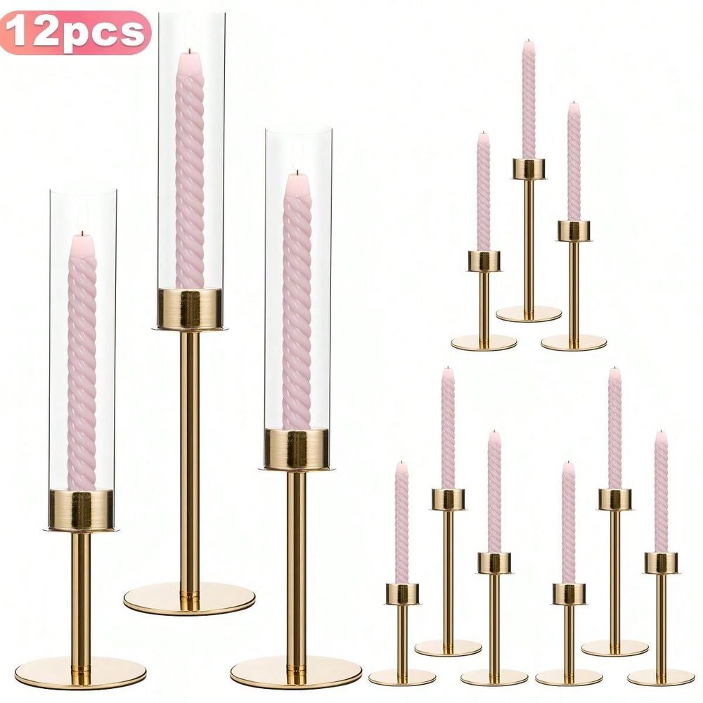 Home Decor Gold - 12 peças de suportes de velas