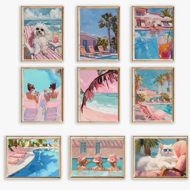 Watercolor Poster Print - Pôster Vintage de Festa de Verão