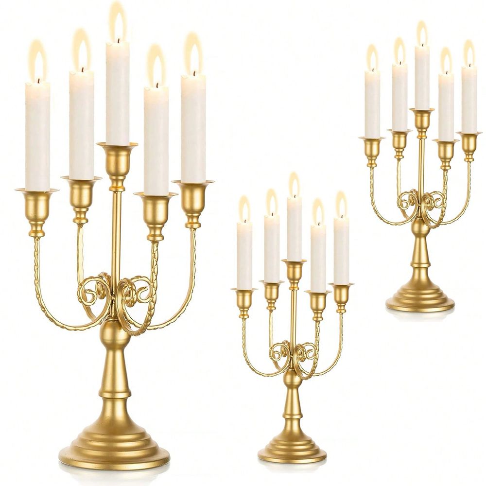 Home Decor Gold - Conjunto de Candelabros Dourados de 11,8