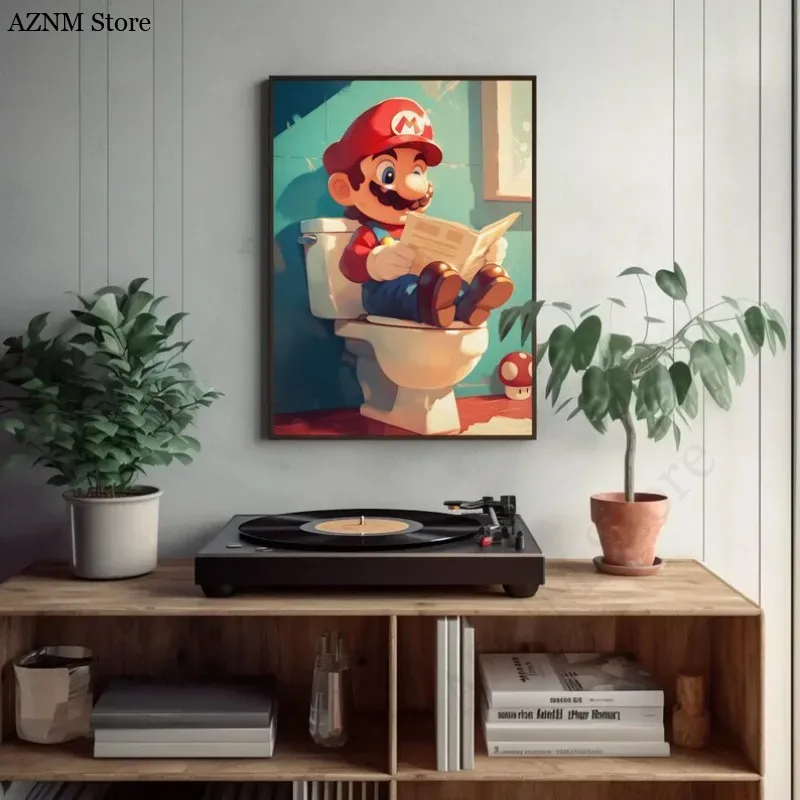 Engraçado banheiro dos desenho - Watercolor Poster Print avaliação e preço