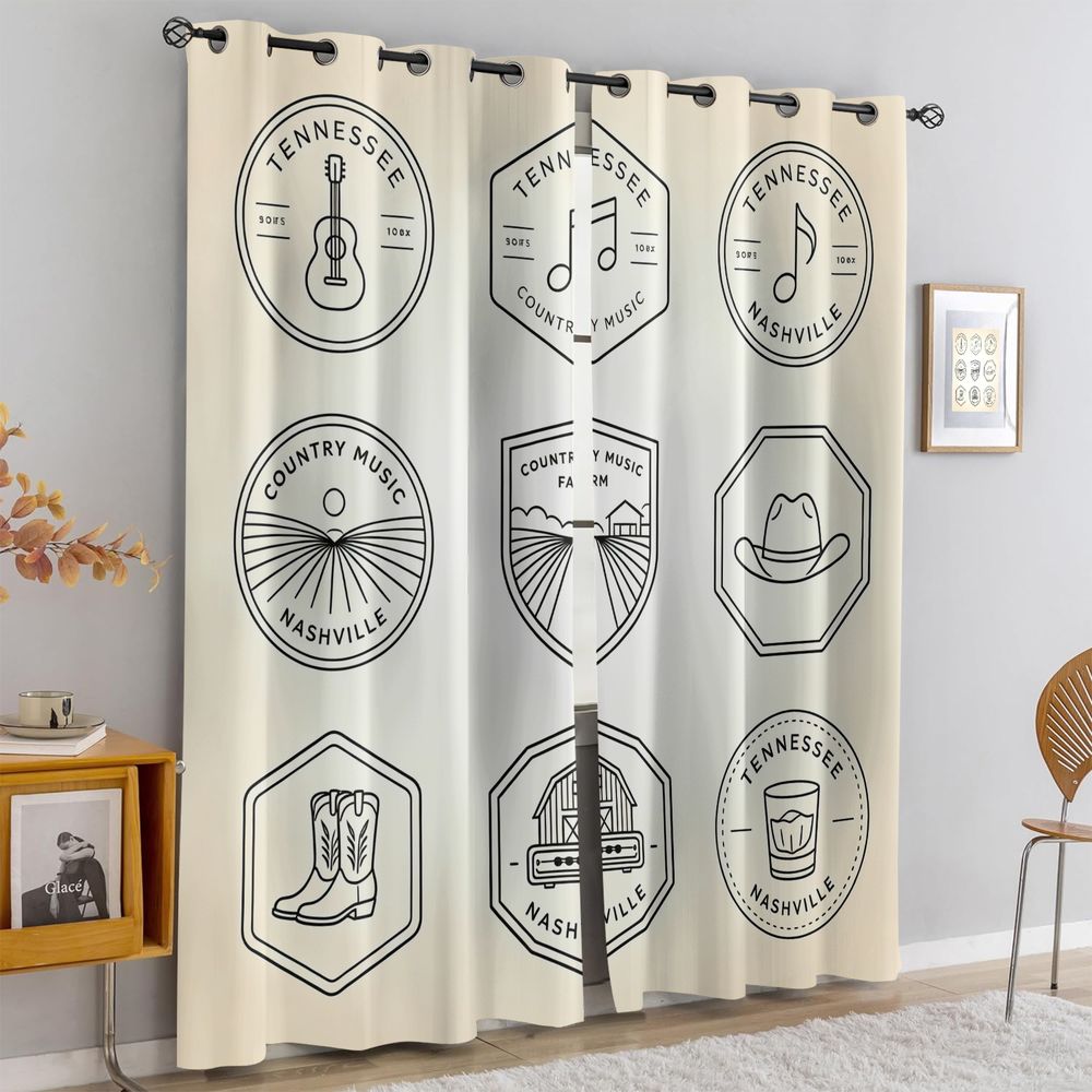 Cortinas com tema de música co - Home Decor Curtains avaliação e preço