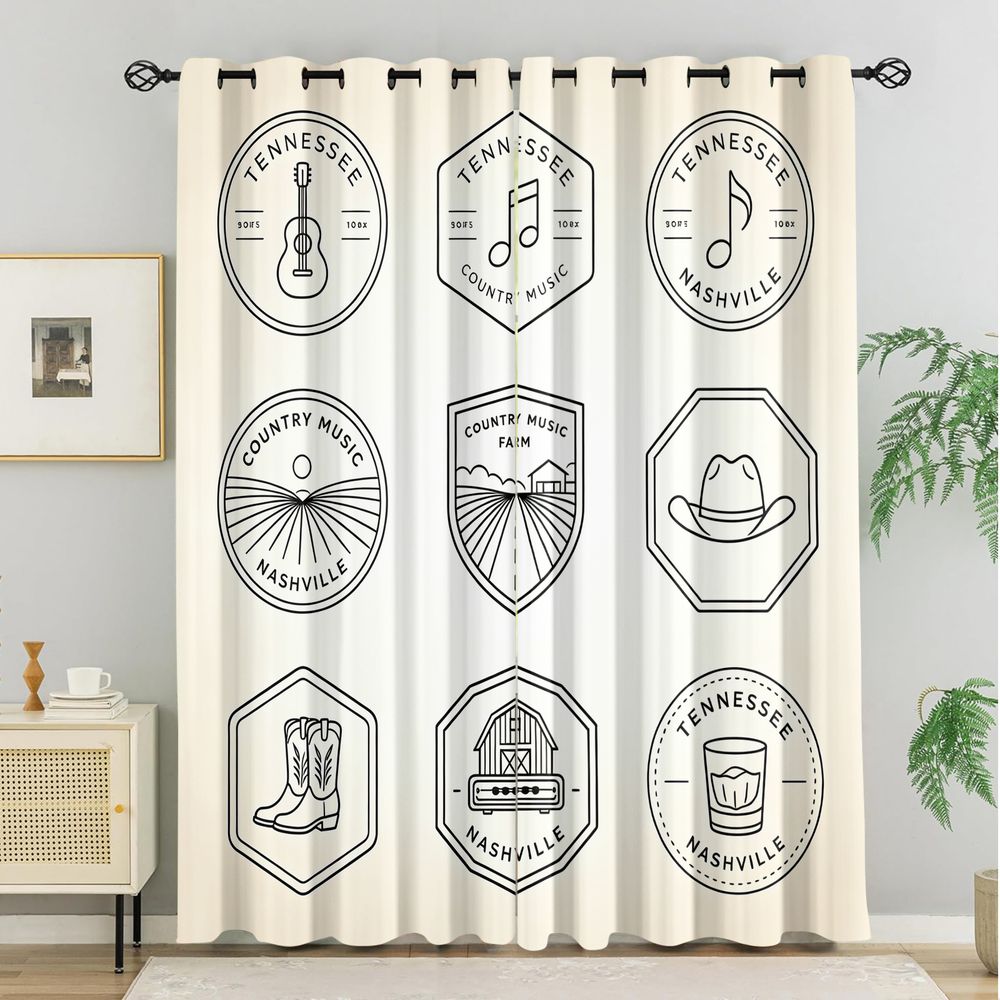 Cortinas com tema de música co - Home Decor Curtains avaliação e preço