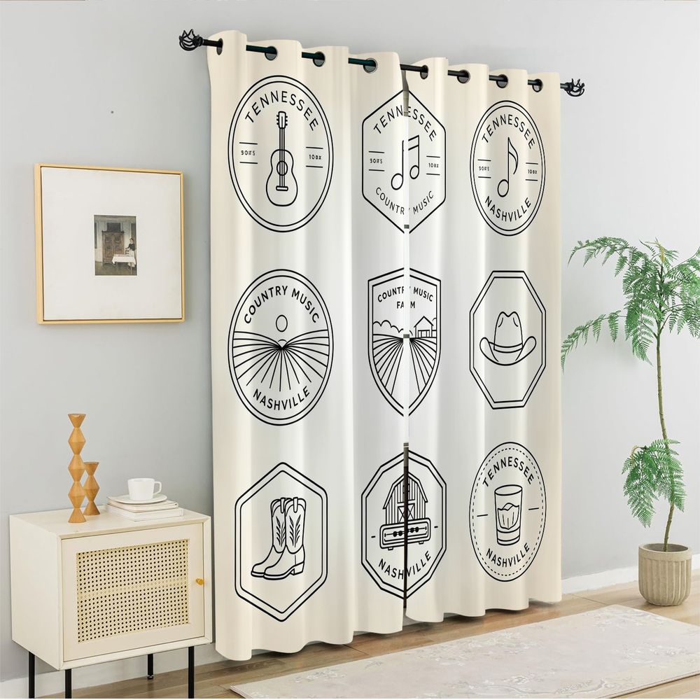 Cortinas com tema de música co - Home Decor Curtains avaliação e preço