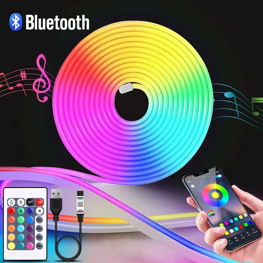 1-5m rgb led neon luz de tira  - Home Decor Com avaliação e preço
