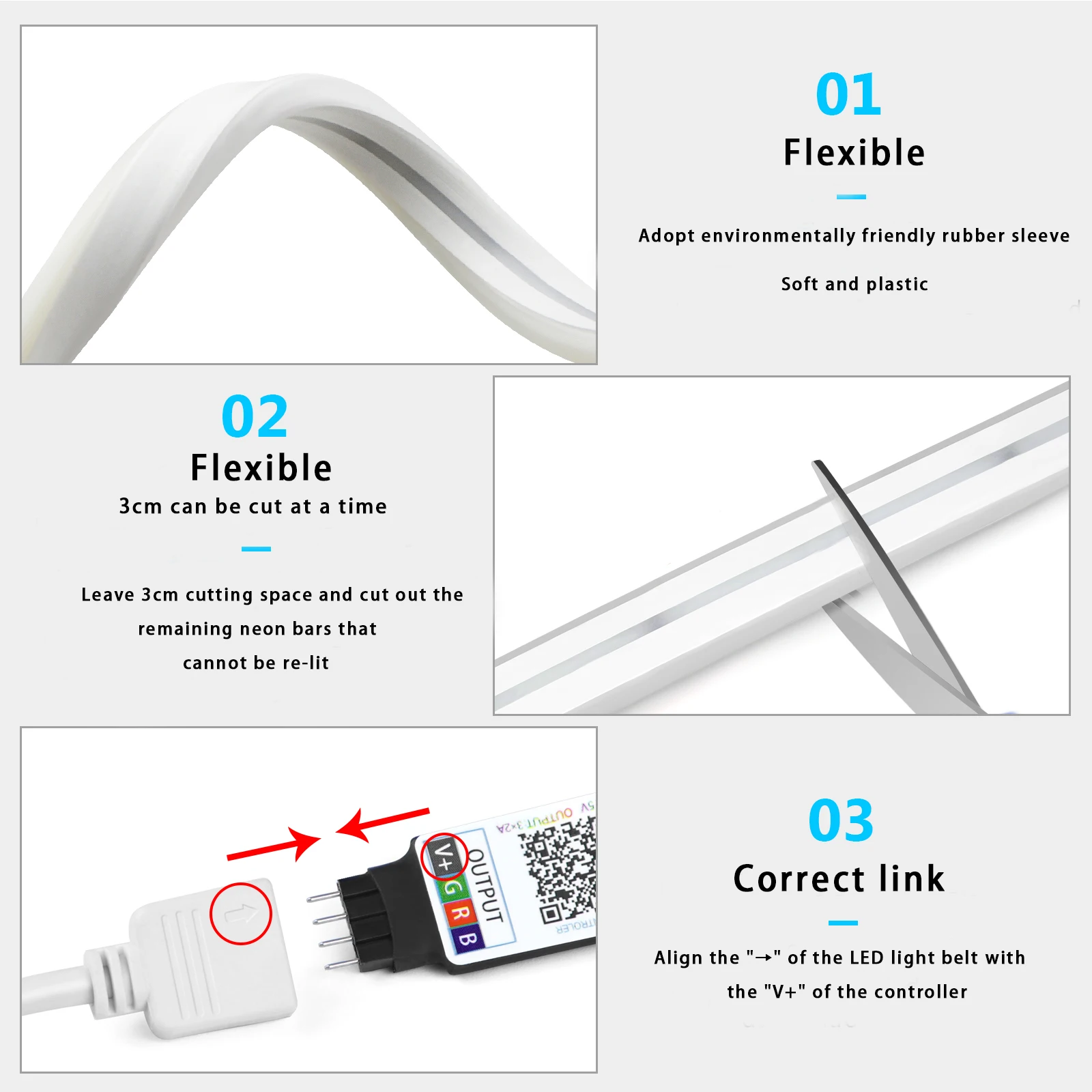 1-5m rgb led neon luz de tira  - Home Decor Com avaliação e preço